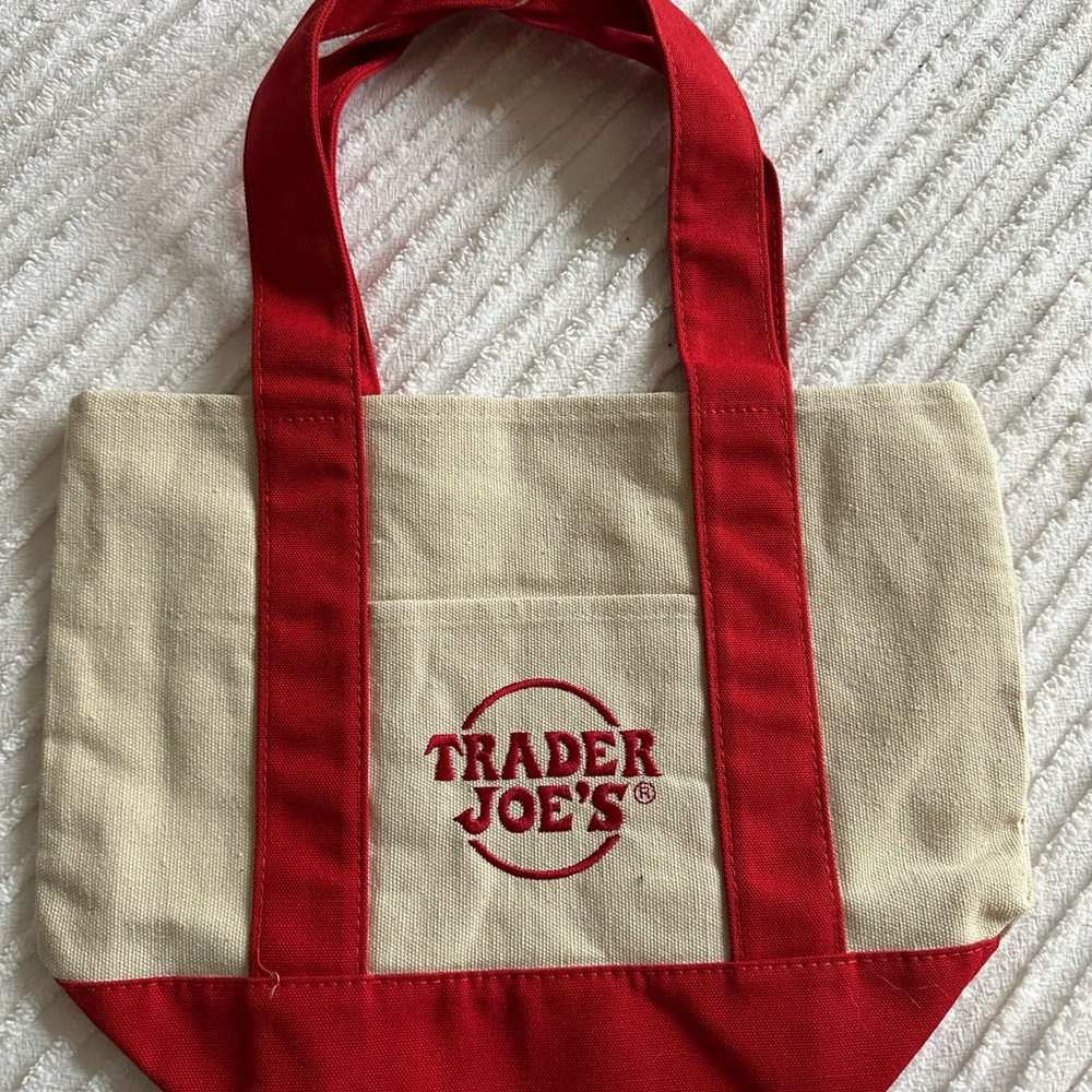 Trader Joe's Red and Cream Tote Bag mini